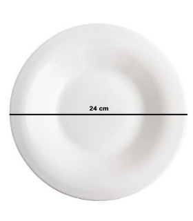 Tradineur - Plato hondo redondo Elba de vidrio opal, extra resistente, vajilla de cocina, apto para lavavajillas y microondas (Blanco, Ø 24 cm)