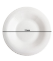 Tradineur - Plato hondo redondo Elba de vidrio opal, extra resistente, vajilla de cocina, apto para lavavajillas y microondas (Blanco, Ø 24 cm)