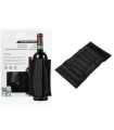 Tradineur - Enfriador de botellas de vino y cava ajustable, reutilizable, plástico y gel, cierre de velcro, funda frío impermeable para champán, fiestas, picnic (Negro, 33 x 18,5 cm)