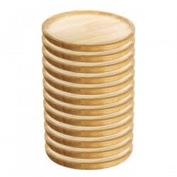 Tradineur - Pack de 12 platos de pulpo redondos de madera, diámetro 12 cm. Juego de 12 platos de presentación, pequeños, pulpo a