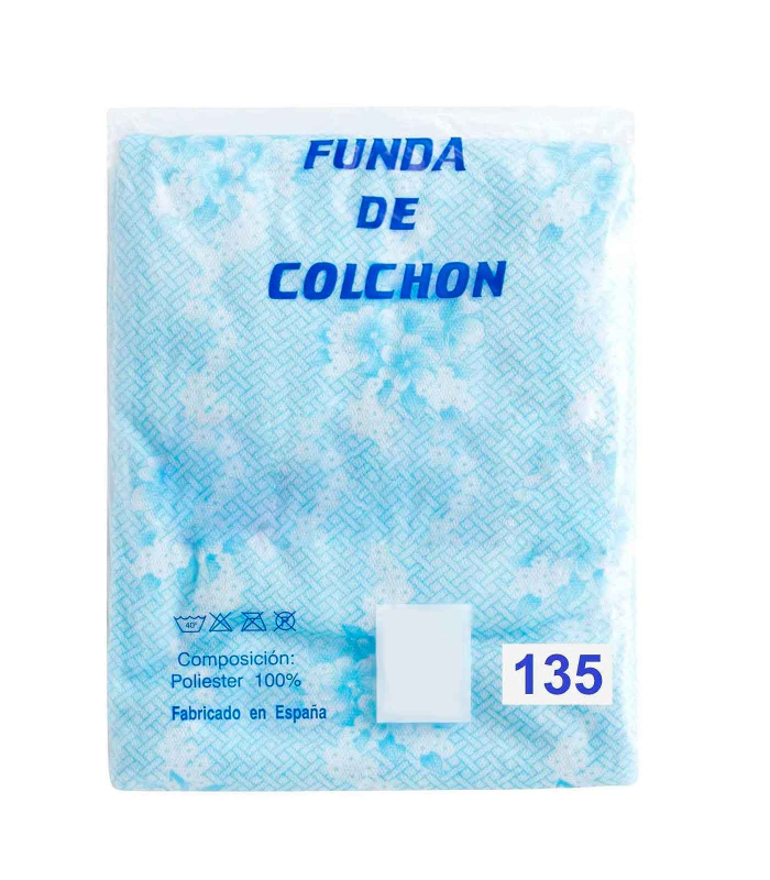 Funda de colchón cubre colchón 100% poliéster elástica con cremallera azul 135 cm azul