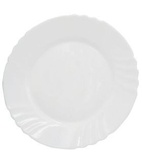 Tradineur - Plato llano de vidrio opal modelo "Ebro", extra resistente, vajilla de cocina, apto para lavavajillas y microondas (Blanco, Ø 25,5 cm)