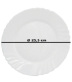 Tradineur - Plato llano de vidrio opal modelo "Ebro", extra resistente, vajilla de cocina, apto para lavavajillas y microondas (Blanco, Ø 25,5 cm)