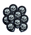 Tradineur - Pack de 10 globos - Diseño Calaveras - 30 cm al inflar - Ideal como decoración de tu hogar y celebrar de halloween.