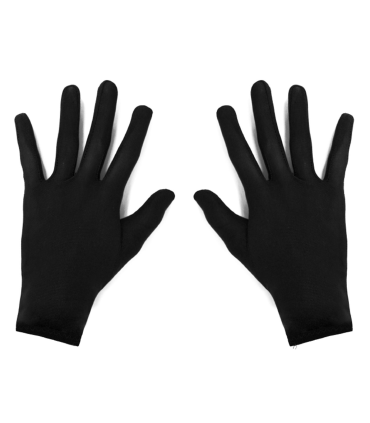 Tradineur - Guantes cortos niño para disfraz, 100% poliéster, accesorio de carnaval, halloween, cosplay, fiestas, cumpleaños (Negro, infantil, talla única)