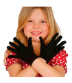 Tradineur - Guantes cortos niño para disfraz, 100% poliéster, accesorio de carnaval, halloween, cosplay, fiestas, cumpleaños (Negro, infantil, talla única)