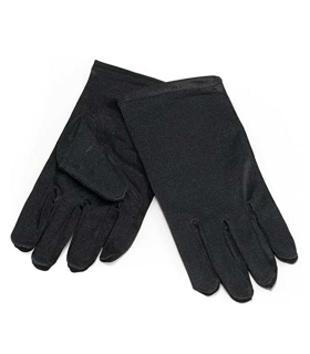 Tradineur - Guantes cortos niño para disfraz, 100% poliéster, accesorio de carnaval, halloween, cosplay, fiestas, cumpleaños (Negro, infantil, talla única)