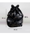 Tradineur - Pack de 15 bolsas de basura, plástico reciclado, resistentes y antigoteo, ecológicas, reciclables, cierre fácil, aptas para cubos de basura y papeleras (Negro, 30 litros, 55 x 60 cm)