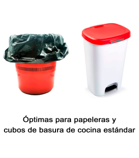 Tradineur - Pack de 15 bolsas de basura, plástico reciclado, resistentes y antigoteo, ecológicas, reciclables, cierre fácil, aptas para cubos de basura y papeleras (Negro, 30 litros, 55 x 60 cm)