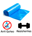 Tradineur - Pack de 15 bolsas de basura de plástico reciclado, resistentes y antigoteo, ecológicas, reciclables, cierre fácil, aptas para cubos de basura y papeleras (Azul, 30 litros, 50 x 75 cm)