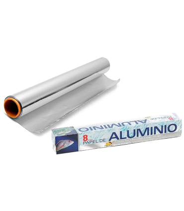 Tradineur - Rollo de papel de aluminio para la cocina - Fabricado en España - Uso Alimentario - Longitud de 8 Metros