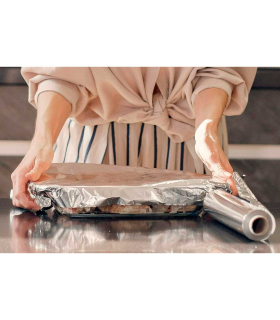 Tradineur - Rollo de papel de aluminio para la cocina - Fabricado en España - Uso Alimentario - Longitud de 8 Metros