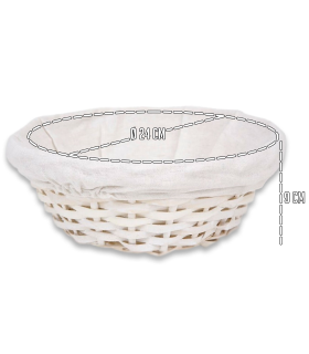 Tradineur - Panera de mimbre tejida a mano - Forma redonda - Funcional para tu propia cocina o un regalo único - Ø 24 x 9 cm - Color Blanco