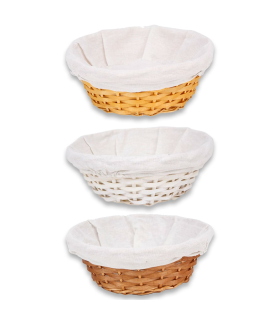 Tradineur - Panera de mimbre tejida a mano - Forma redonda - Funcional para tu propia cocina o un regalo único - Ø 24 x 9 cm - Color Blanco