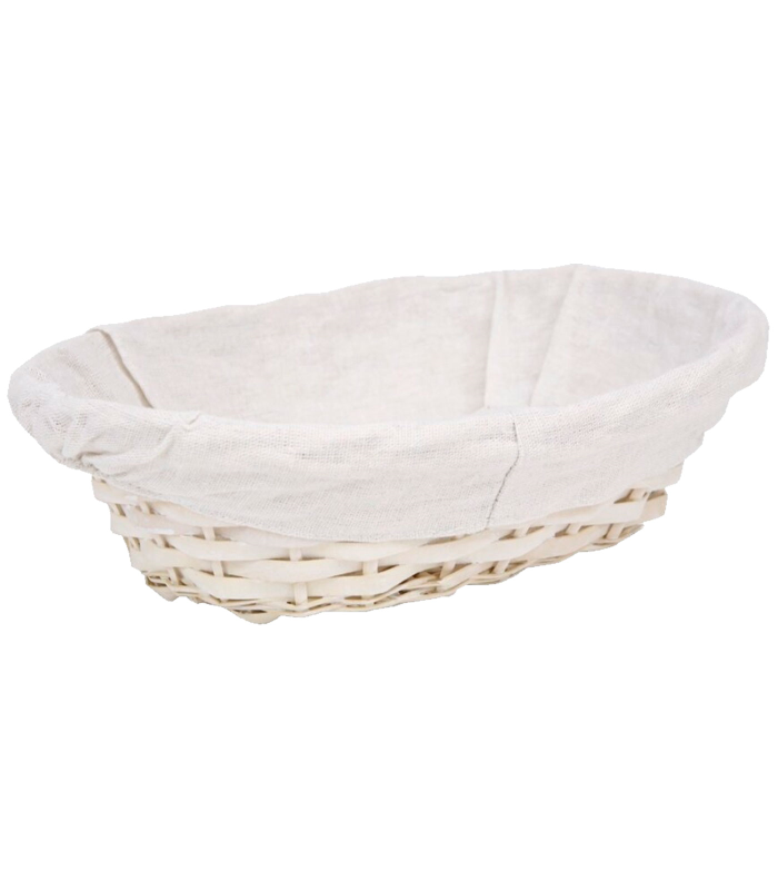 Tradineur - Panera de mimbre tejida a mano - Forma ovalada - Funcional para tu propia cocina o un regalo - 9 x 30 x 26 cm - Color Blanco