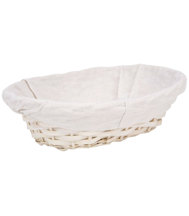 Tradineur - Panera de mimbre tejida a mano - Forma ovalada - Funcional para tu propia cocina o un regalo - 9 x 30 x 26 cm - Color Blanco