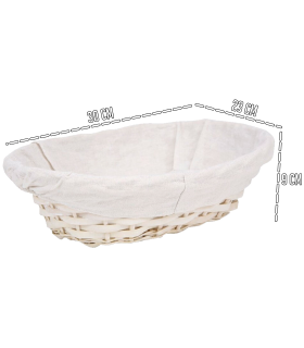 Tradineur - Panera de mimbre tejida a mano - Forma ovalada - Funcional para tu propia cocina o un regalo - 9 x 30 x 26 cm - Color Blanco