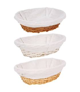 Tradineur - Panera de mimbre tejida a mano - Forma ovalada - Funcional para tu propia cocina o un regalo - 9 x 30 x 26 cm - Color Blanco