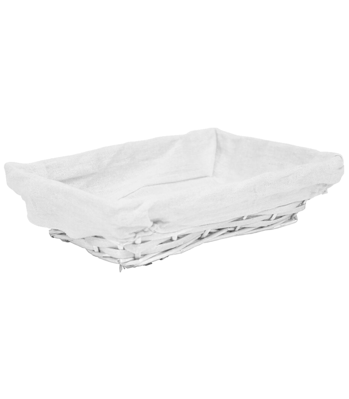 Tradineur - Panera de mimbre tejida a mano - Forma Rectangular - Funcional para tu propia cocina - 8 x 30 x 21 cm - Color Blanco