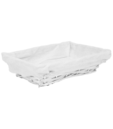 Tradineur - Panera de mimbre tejida a mano - Forma Rectangular - Funcional para tu propia cocina - 8 x 30 x 21 cm - Color Blanco