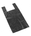 Tradineur - Pack de 54 bolsas de plástico tipo camiseta, reutilizables, recicladas, gran resistencia, cumplen normativa, grosor 50 micras (Negro, 1 kg, 42 x 53 cm)