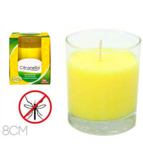 Tradineur - Vela perfumada con aroma de citronela, parafina, repelente de insectos, anti mosquitos, recipiente de cristal, duración 28 horas, interior o exterior, hogar, jardín, 8 x 7 cm