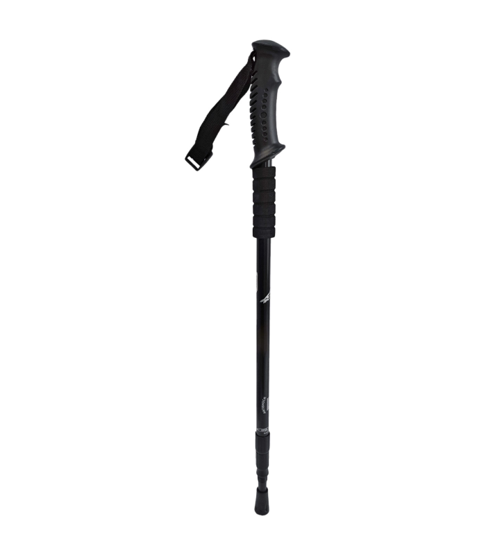 Tradineur - Bastón de trekking extensible, mango recto ergonómico, palo de senderismo telescópico, aluminio, ultraligero, antichoque, caminar, montaña, 63-135 cm, color y modelo aleatorios