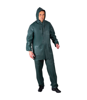 Tradineur - Chubasquero de 2 piezas con capucha - Fabricado al 100% poliéster - Costura termoselladas - Talla XL, XXL - Color Verde