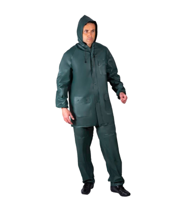 Tradineur - Chubasquero de 2 piezas con capucha - Fabricado al 100% poliéster - Costura termoselladas - Talla XL, XXL - Color Verde