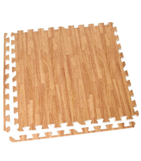 Tradineur - Pack de 4 baldosas de goma eva, grosor de 1 cm, esterilla, puzzle para suelo de gimnasio, fitness, yoga, alfombrilla de protección espuma (Imitación madera, 62 x 62 cm)