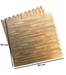 Tradineur - Pack de 4 baldosas de goma eva, grosor de 1 cm, esterilla, puzzle para suelo de gimnasio, fitness, yoga, alfombrilla de protección espuma (Imitación madera, 62 x 62 cm)