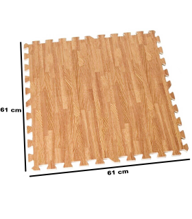 Tradineur - Pack de 4 baldosas de goma eva, grosor de 1 cm, esterilla, puzzle para suelo de gimnasio, fitness, yoga, alfombrilla de protección espuma (Imitación madera, 62 x 62 cm)