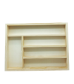 Tradineur - Cubertero, organizador de cubiertos de madera con tapa 35,5 x 26,5 x 4,8 cm, 5 compartimentos. Bandeja, porta utensilios de madera para cajón cocina