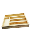 Tradineur - Cubertero, organizador de cubiertos de madera con tapa 35,5 x 26,5 x 4,8 cm, 5 compartimentos. Bandeja, porta utensilios de madera para cajón cocina