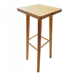 Tradineur - Taburete de madera cuadrado con patas redondeadas, 69.3 x 26.8 x 26.8 cm, banqueta de madera con reposapiés para bar