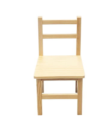 Tradineur - Silla pequeña para niños 57 x 30,5 x 25,5 cm. Silla infantil de madera natural sin tratar, decoración hogar