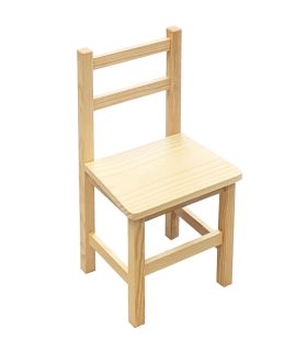 Tradineur - Silla pequeña para niños 57 x 30,5 x 25,5 cm. Silla infantil de madera natural sin tratar, decoración hogar