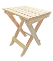 Tradineur - Taburete plegable de madera con reposapiés, mesita auxiliar sin tratar de jardín, balcón, terraza, camping, picnic, 43,5 x 33,2 x 32,3 cm