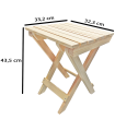 Tradineur - Taburete plegable de madera con reposapiés, mesita auxiliar sin tratar de jardín, balcón, terraza, camping, picnic, 43,5 x 33,2 x 32,3 cm