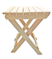 Tradineur - Taburete plegable de madera con reposapiés, mesita auxiliar sin tratar de jardín, balcón, terraza, camping, picnic, 43,5 x 33,2 x 32,3 cm