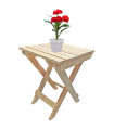 Tradineur - Taburete plegable de madera con reposapiés, mesita auxiliar sin tratar de jardín, balcón, terraza, camping, picnic, 43,5 x 33,2 x 32,3 cm