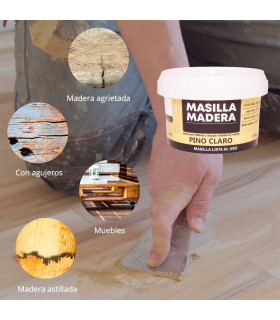 Tradineur - Masilla de relleno para madera, pasta para tapar grietas, lista para usar, reparación de fisuras, agujeros en muebles, uso interior, calidad profesional (Pino claro, 250 g)