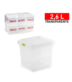 Tradineur - Fiambrera modelo N.º 10 - Fabricado en plástico - Capacidad de 2,6 Litros - Apta para microondas y lavavajillas - 16 x 16 x 17,8 cm