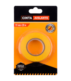 Tradineur - Cinta aislante adhesiva de pvc, resistente, instalaciones eléctricas, reparar, proteger y agrupar cables, bricolaje (Amarillo, 19 mm x 20 m)