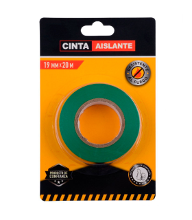 Tradineur - Cinta aislante de pvc autoadhesiva, resistente, instalaciones eléctricas, reparar, proteger y agrupar cables, bricolaje (Verde, 19 mm x 20 m)