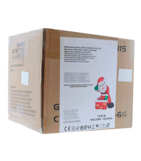 Papá Noel hinchable con chimenea, luces LED, santa claus inflable, decoración Navidad, apto para exterior, fiesta, jardín, enchufe, poliéster, 123 cm