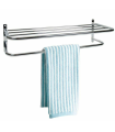 Tradineur - Toallero de baño metálico para pared, soporte de hierro cromado para toallas, sujeción mediante tornillos (Gris, 60 x 24,5 x 18 cm)