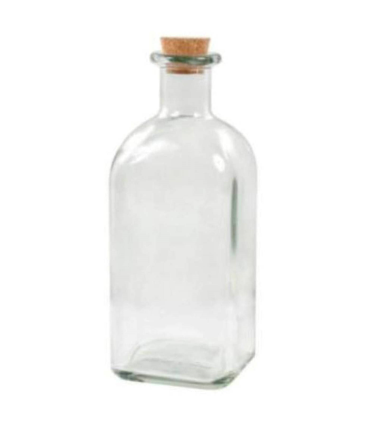 Tradineur - Botella de vidrio, frasca con tapón de corcho, reutilizable, rellenable, licores, aceite, agua, vino, whisky, bodas, 19,5 x 8 cm, 750 ml