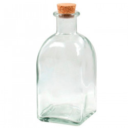 Tradineur - Botella de vidrio, frasca con tapón de corcho, reutilizable, recargable, licores, aceite, agua, vino, whisky, boda,