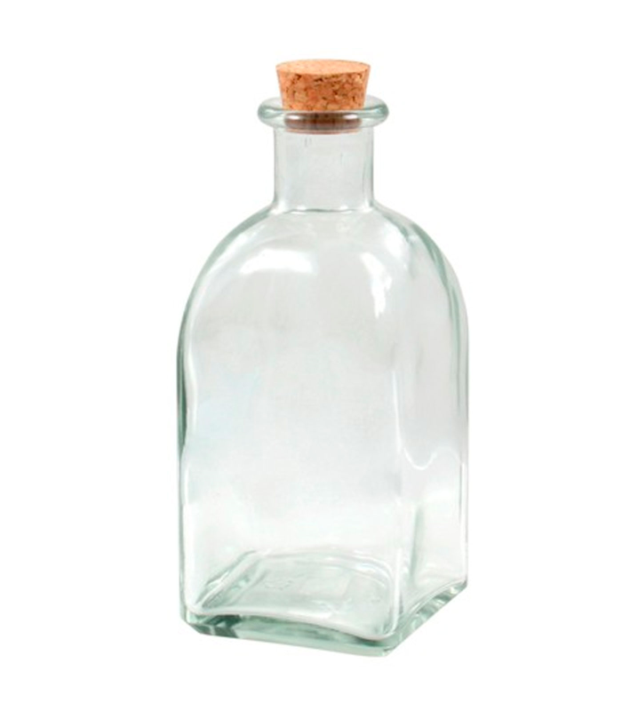 Botella de vidrio, frasca con tapón de corcho, reutilizable, recargable, licores, aceite, agua, vino, whisky, boda, bautizos, regalos, 13 x 6 cm, 250 ml